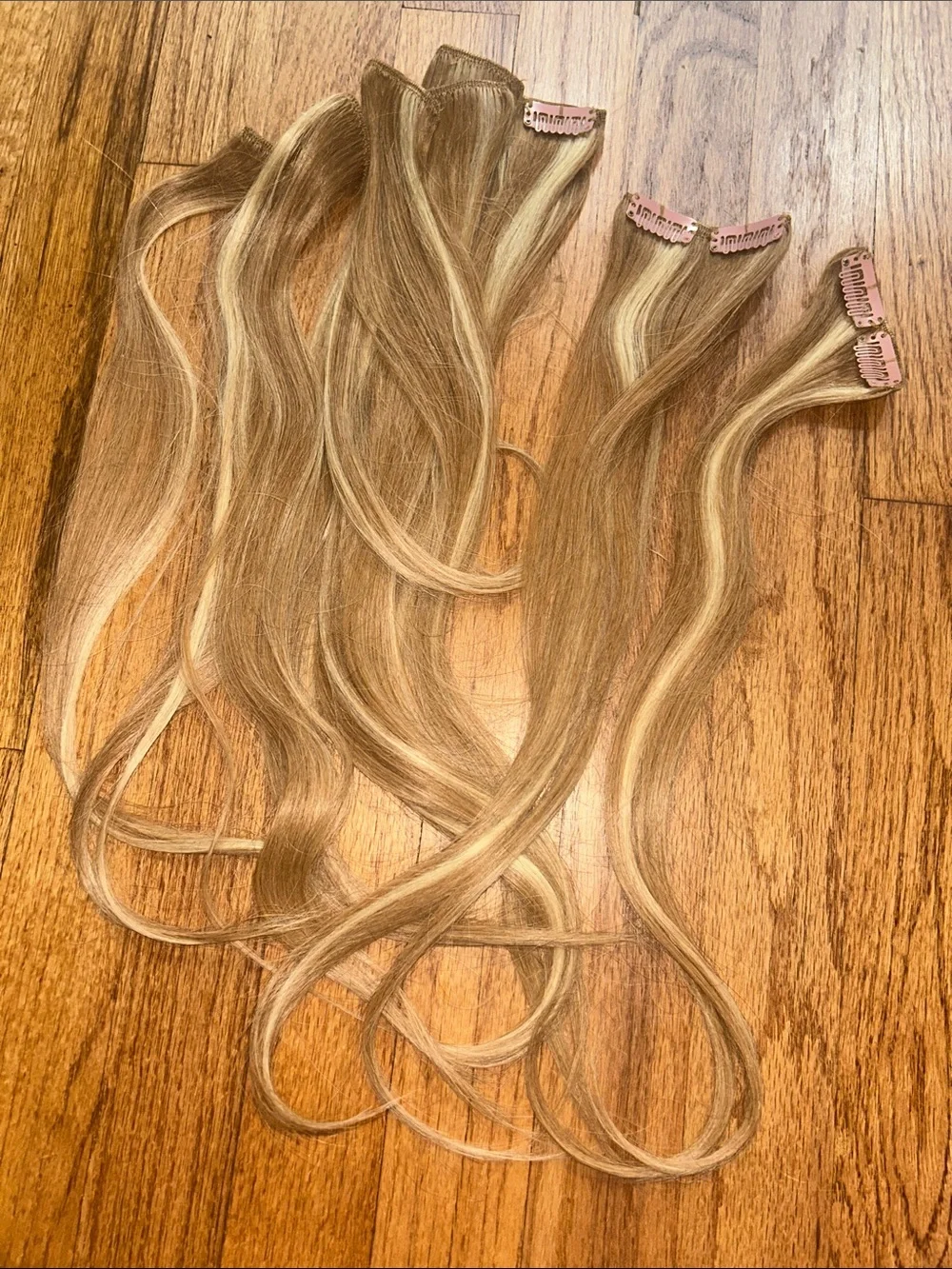 MULTI SETS Human Clip-In Hair Extensions Sets - natural Blonde Highlights